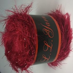 3/$15 L.L. Yarn Eyelash 1.75oz/50g 120yds/110m 96% Acrylic 4% Nylon Deep Red